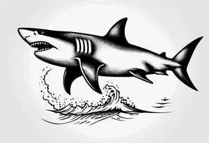 shark flying on a skateboard tattoo idea