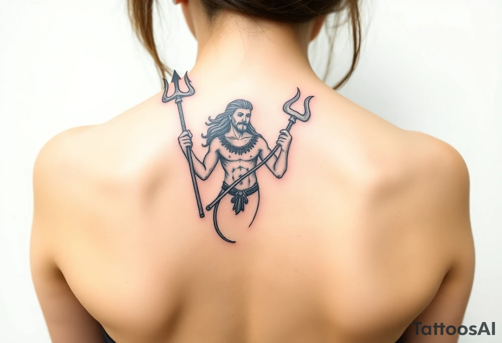 Neptune with trident tattoo idea