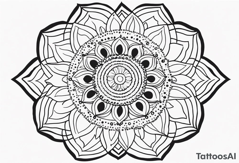 simple sunshine mandala made of black dots with circles tattoo idea