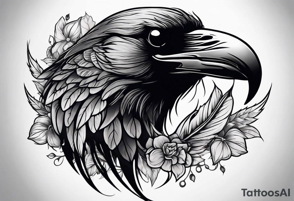 Raven skull tattoo idea