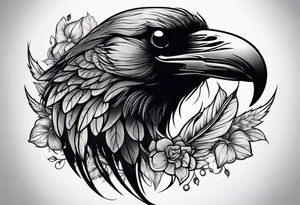 Raven skull tattoo idea