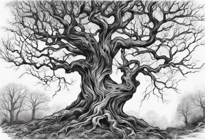 A leafless creepy tree tattoo idea