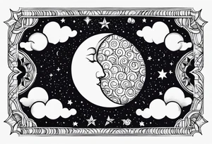 Moon phases stars clouds tattoo idea