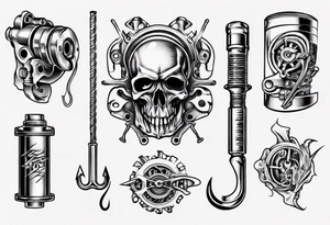 Engine piston, fishing hook tattoo idea