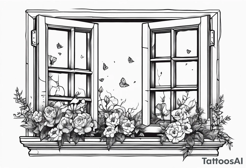 Broken window, flowers, beauty, soul tattoo idea