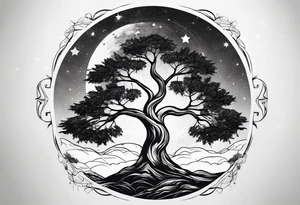 A minimalist tree in space tattoo idea