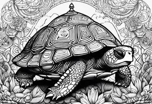 psychedelic turte, from the top, cute tattoo idea