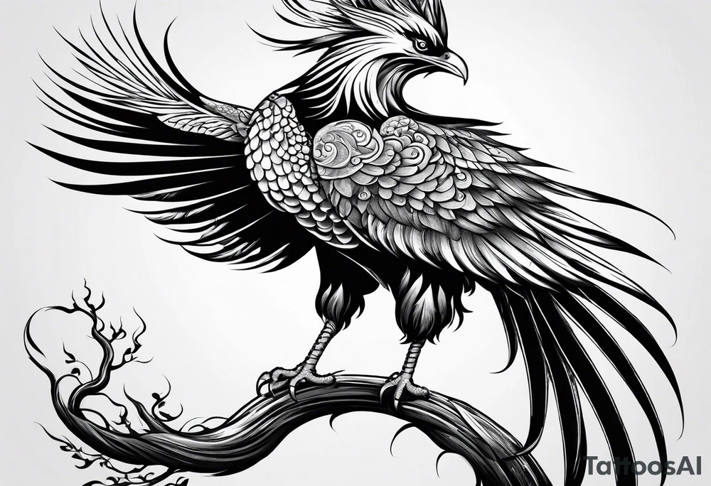 Asian phoenix with a long neck tattoo idea