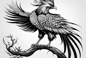 Asian phoenix with a long neck tattoo idea