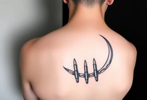 waxing crescent, bullets, music tattoo idea
