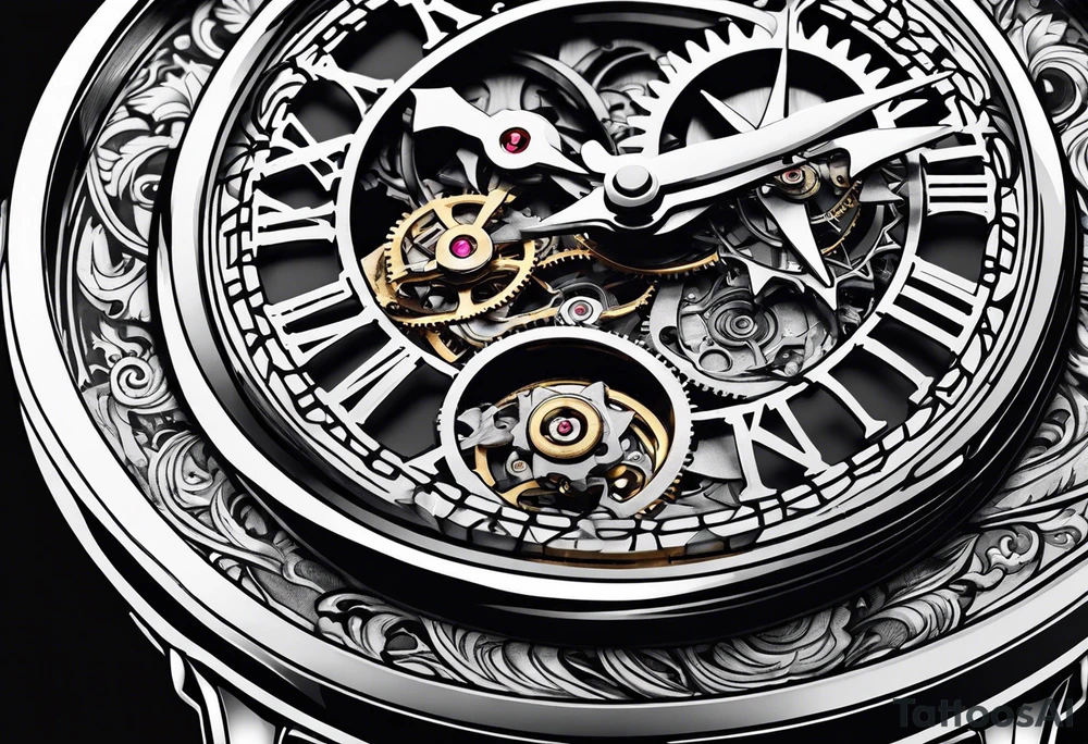 Old school pocket watch exploded showing inner mechanism tattoo idea Old school pocket watch exploded showing inner mechanism tattoo idea