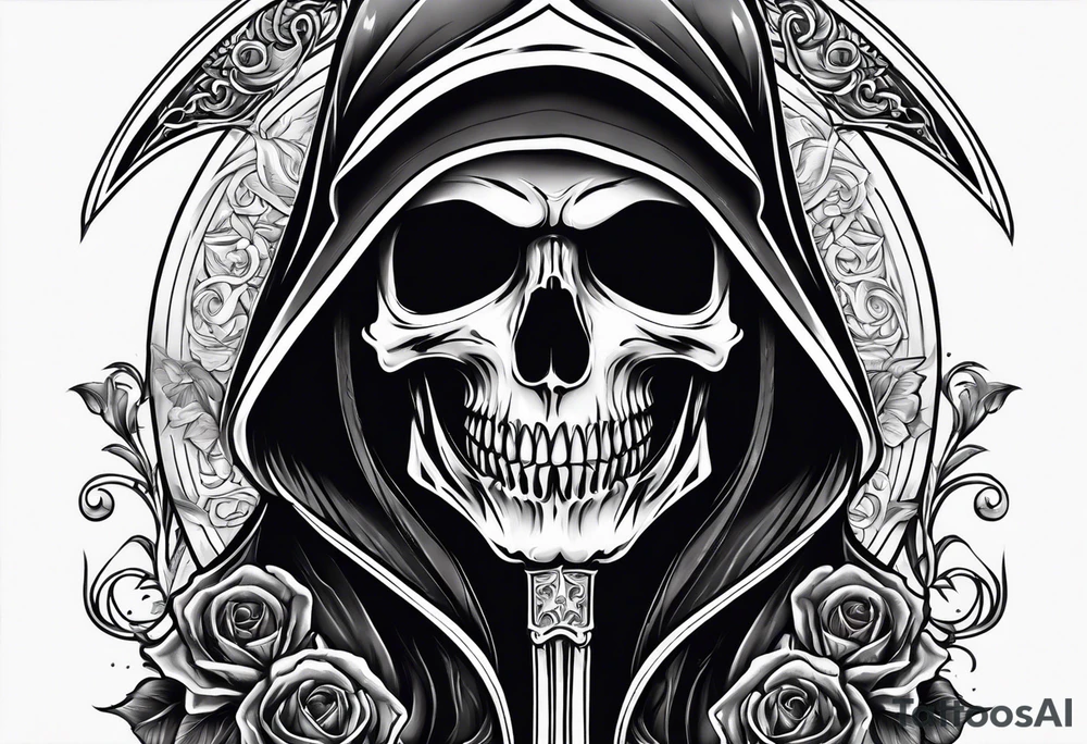 grim reaper pinup tattoo idea