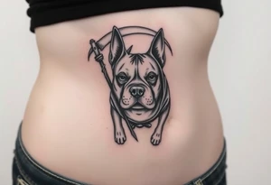 A pit bull dog as the grim reaper tattoo idea