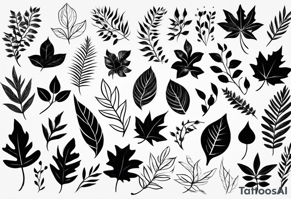 stylized leaves in simple, minimalist tattoo idea