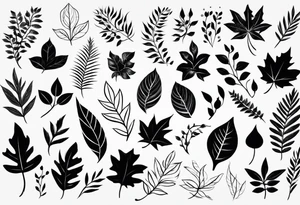 stylized leaves in simple, minimalist tattoo idea