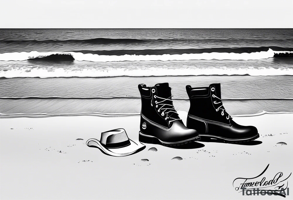 Keep it simple. One pair of timberland boots. One pair of flip flops and a cowboyhat on the Beach. tattoo idea