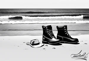 Keep it simple. One pair of timberland boots. One pair of flip flops and a cowboyhat on the Beach. tattoo idea
