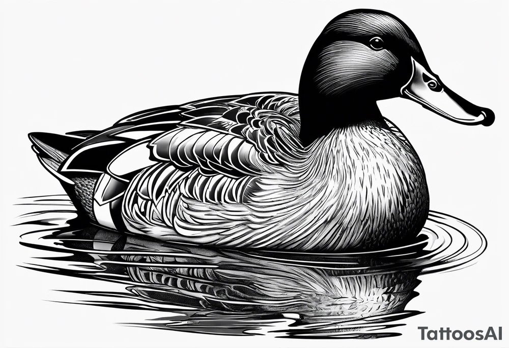 Hunting decoy Duck with a jacket that says "XRP" on the side. tattoo idea