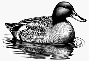 Hunting decoy Duck with a jacket that says "XRP" on the side. tattoo idea