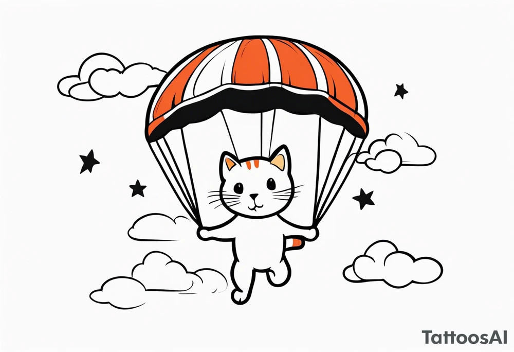 funny cat skydiving tattoo idea