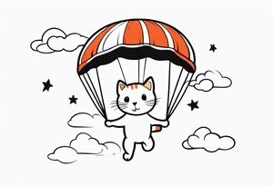 funny cat skydiving tattoo idea
