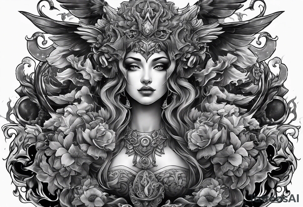 Heaven and demons chest tattoo tattoo idea