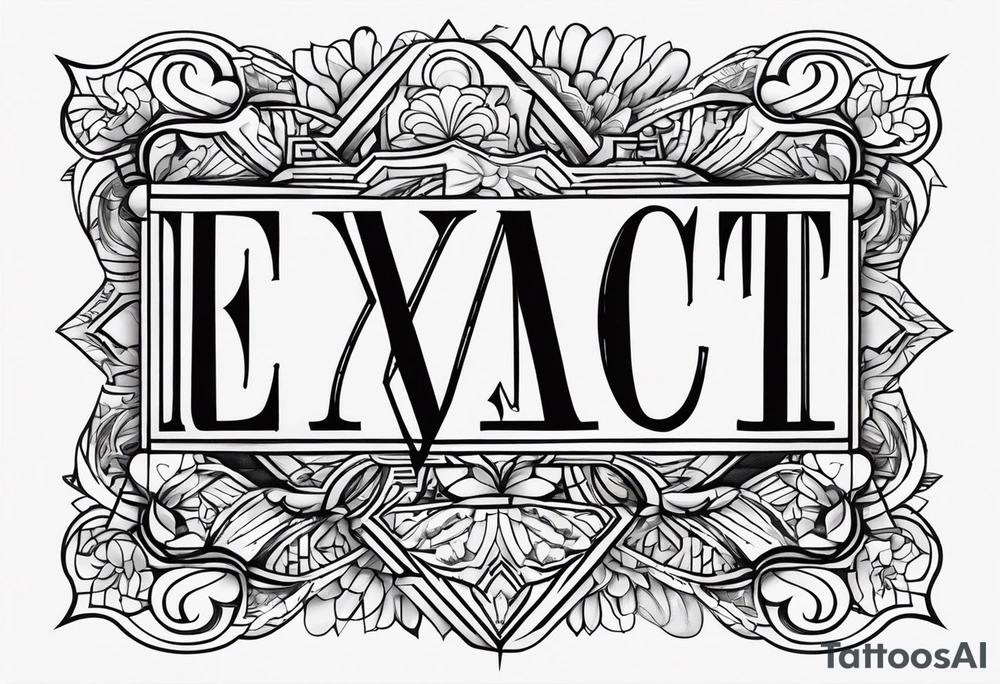 Make a tattoo in a simple letter type with the word "Exact" tattoo idea