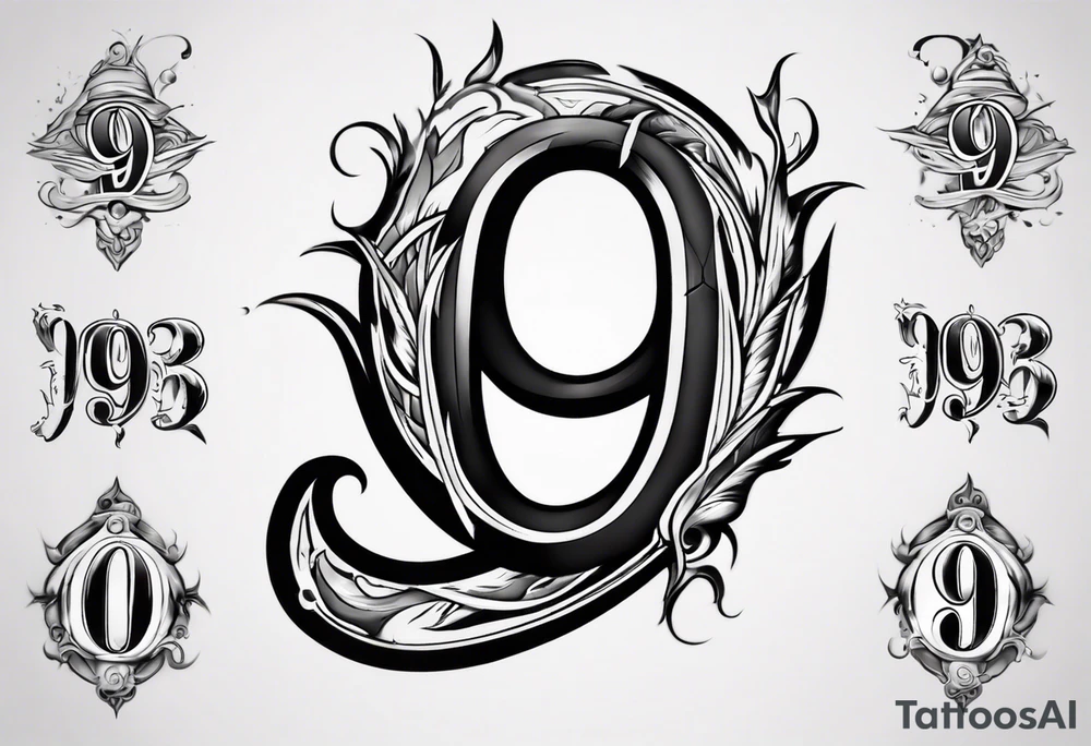 number 9 upside down and right side up connected. 9:16 aspect ratio. tattoo idea
