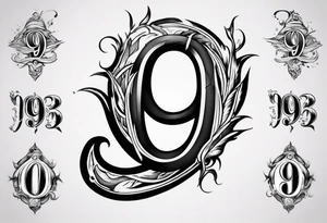 number 9 upside down and right side up connected. 9:16 aspect ratio. tattoo idea