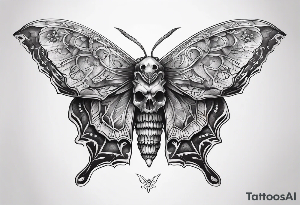 Skull moth tattoo idea
