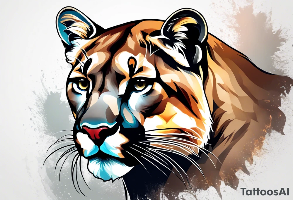 mountain lion head tattoo idea