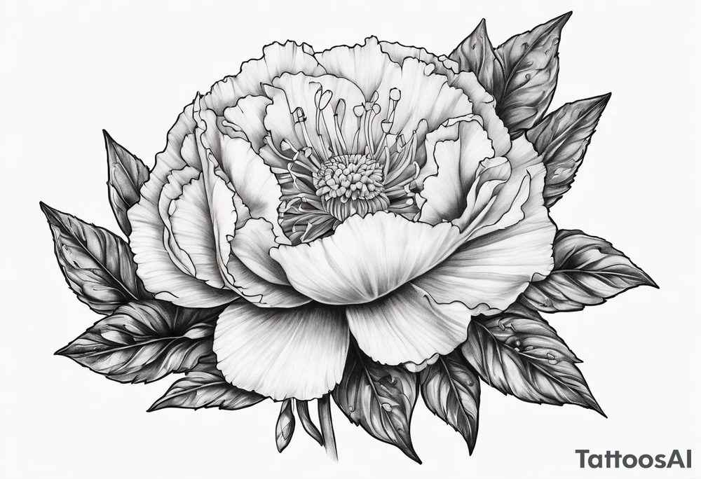 Moon and carnation tattoo idea