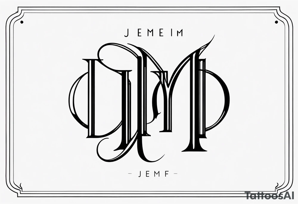Monogram design that is simple and text only with the letter “JEM” tattoo idea Monogram design that is simple and text only with the letter “JEM” tattoo idea
