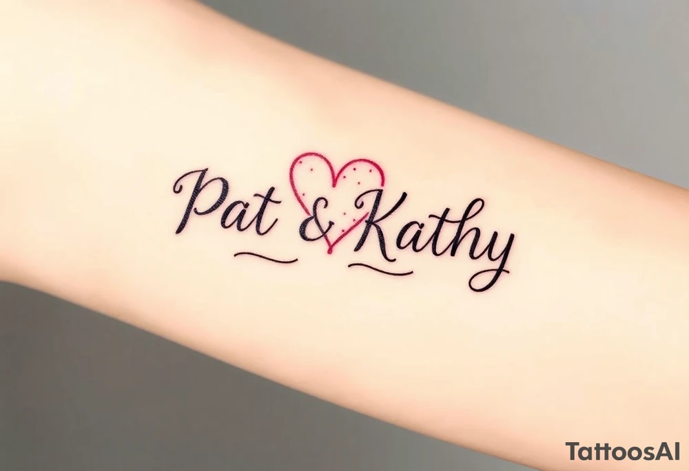 Names pat and Kathy made into a heart tattoo idea