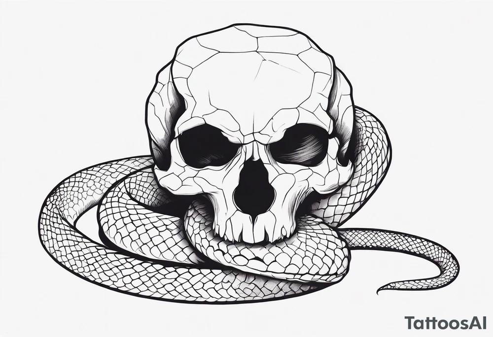A snake wrapped around a skull tattoo idea