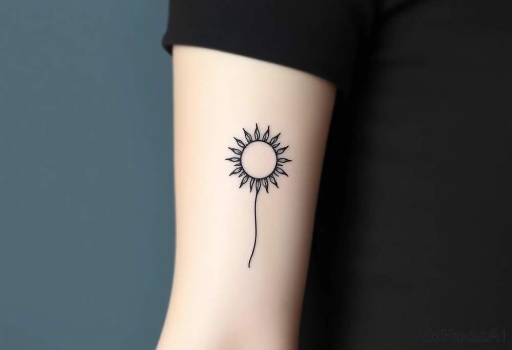 Mystical sun with long leaning stem like a sunflower tattoo idea