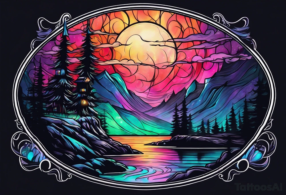 Northern lights with pennywise tattoo idea