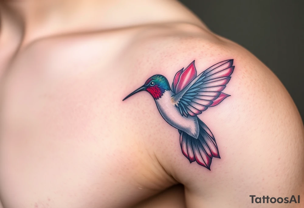 A hummingbird with lotus wings(only red , blue and black are possible colors) tattoo idea