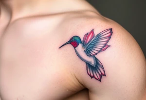 A hummingbird with lotus wings(only red , blue and black are possible colors) tattoo idea