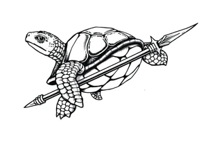 Turtle holding a trident tattoo idea