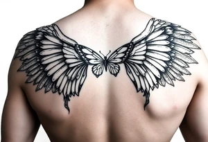 eros and psyche Greek mythology  inspired using angel wings and butterfly wings as core concepts tattoo idea