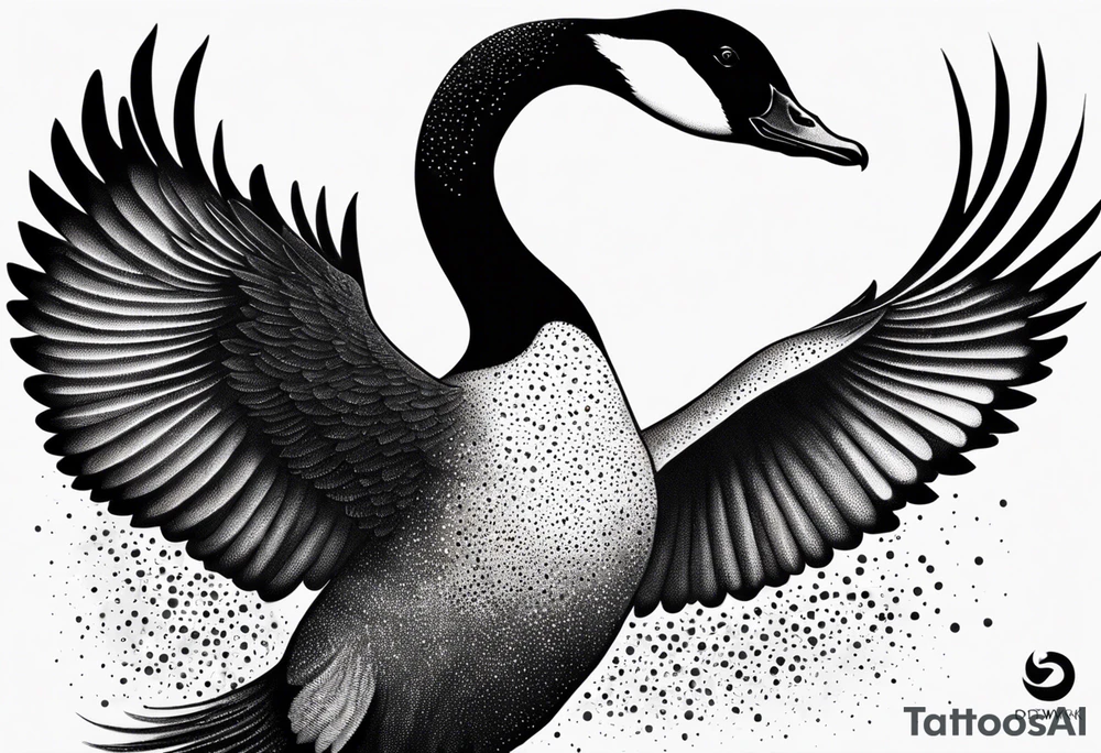 canadian goose shaking wings above profile tattoo idea