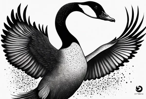 canadian goose shaking wings above profile tattoo idea