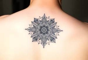 intricate mandala with sacred geometry and cosmic elements tattoo idea