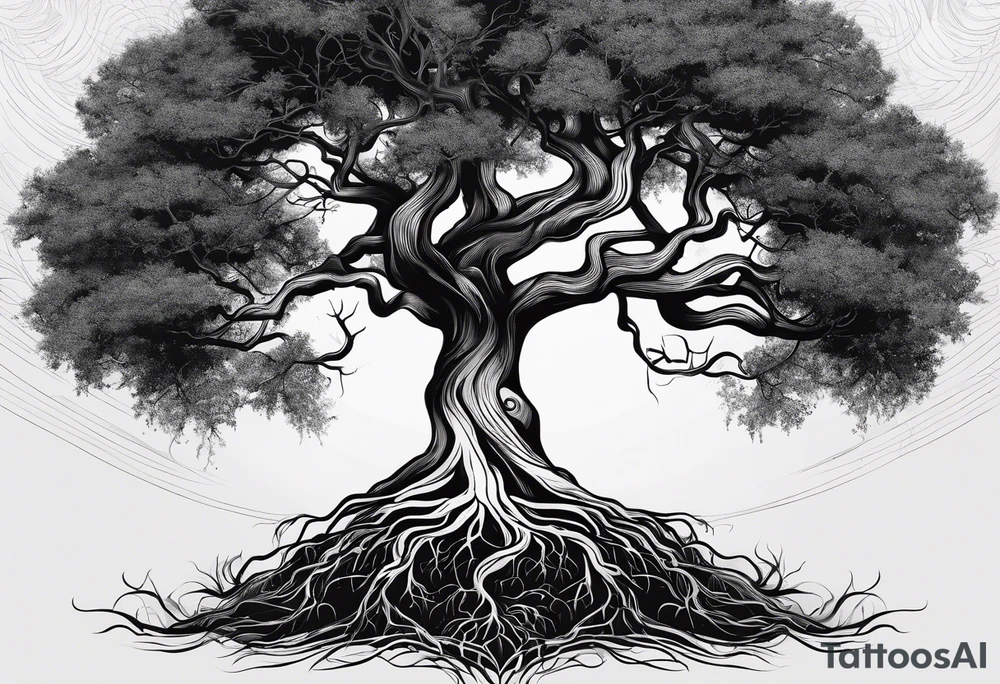 a tree with roots with the text of "Deep roots are not reached by the frost." around it tattoo idea