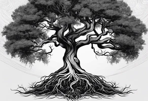 a tree with roots with the text of "Deep roots are not reached by the frost." around it tattoo idea
