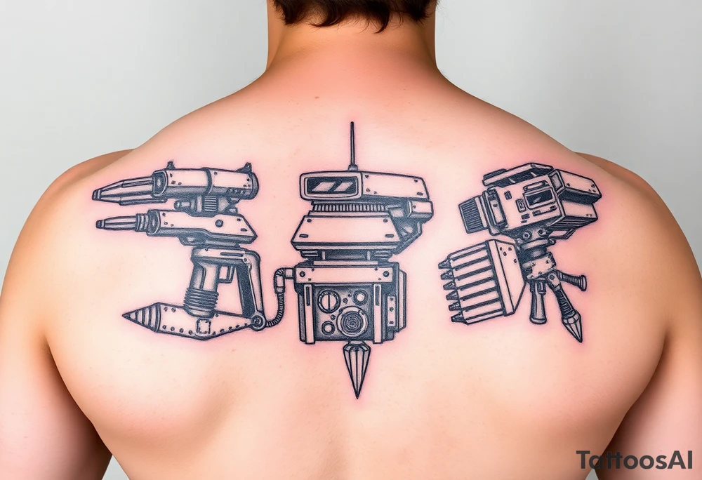 Watcher and burrower machines from horizon forbidden west in full colour as a forearm wraparound tattoo idea