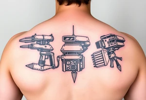 Watcher and burrower machines from horizon forbidden west in full colour as a forearm wraparound tattoo idea