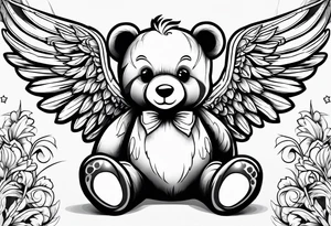 Teddy bear with wings tattoo idea