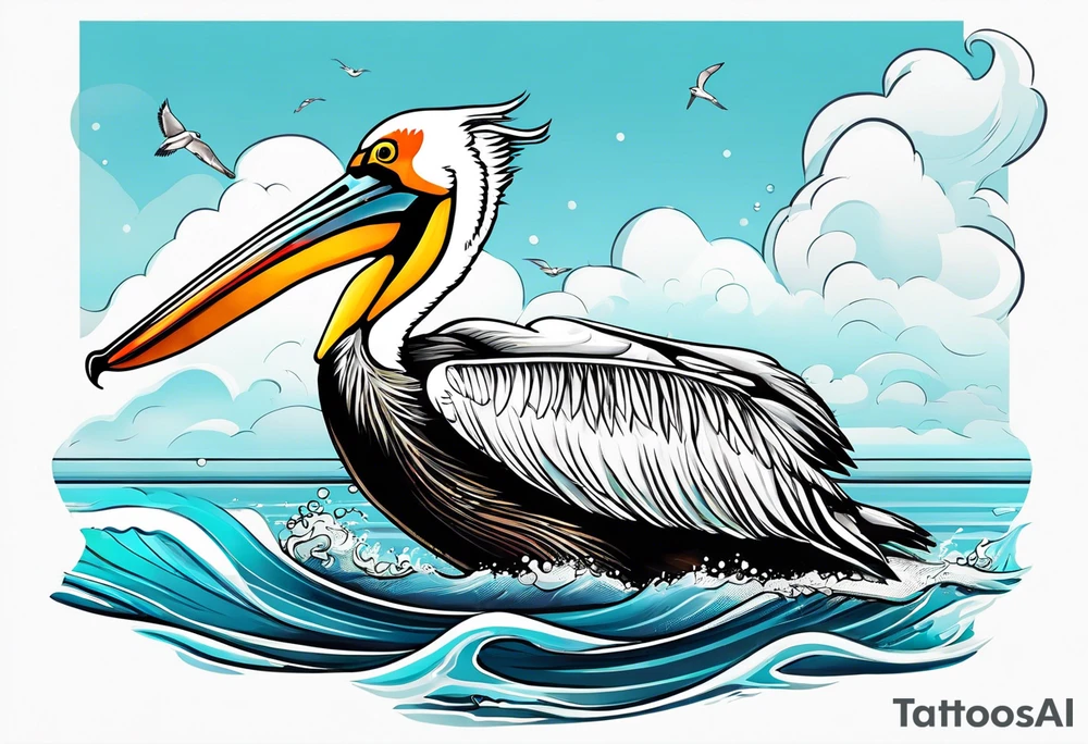 plunge diving pelican tattoo idea